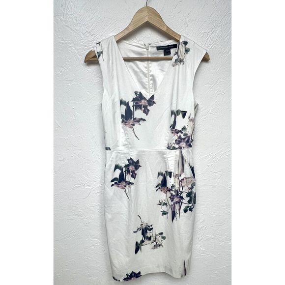 Womens French Connection A-Line Dress Size 8 Zipper V-Neck Sleeveless Floral - Picture 1 of 8